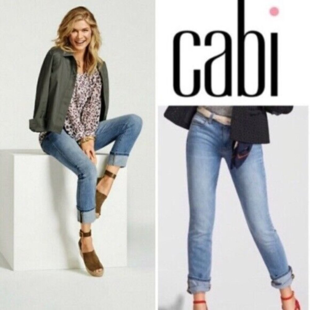 Cabi 5309 High Straight Denim Jeans Stretch Cotton Pockets Flat Front Women 2